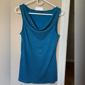 EXPRESS - Teal cowl neck tank w/ silver studs, size Medium